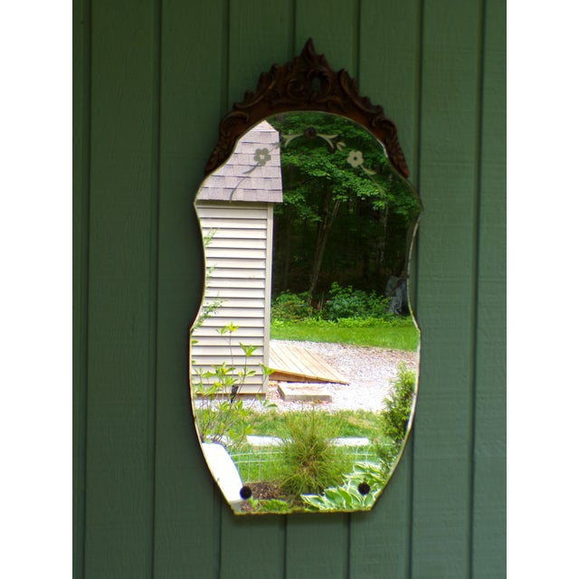 Vintage Art Deco Venetian Style Etched Wall Mirror For Sale - Image 11 of 12