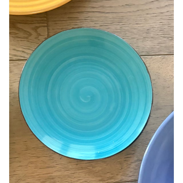 Late 20th Century Saturated Solids and Swirls Colored Wall Plate Curation- Set of 7 For Sale - Image 10 of 17