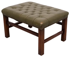 Capped Green Leather Chesterfield Foot Stool, England, 1960zs