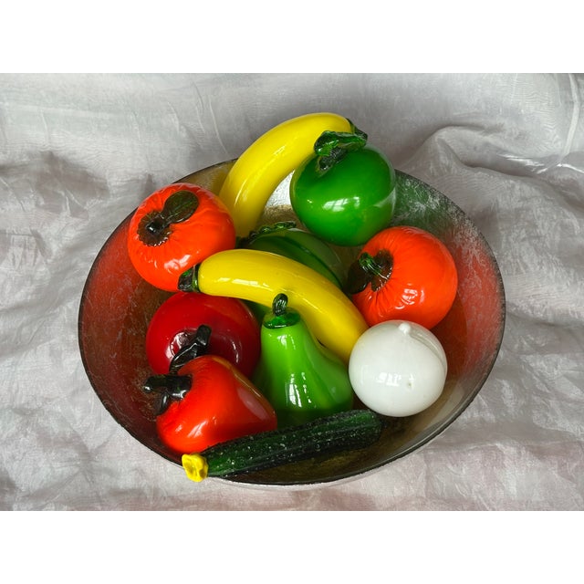 Fill a dining room or coffee table centerpiece bowl with this collection of vintage hand-blown glass fruit for a colorful...