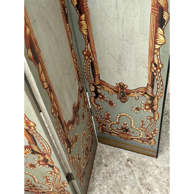 Late 20th Century Vintage Neoclassical Paper Folding Screen For Sale - Image 5 of 18