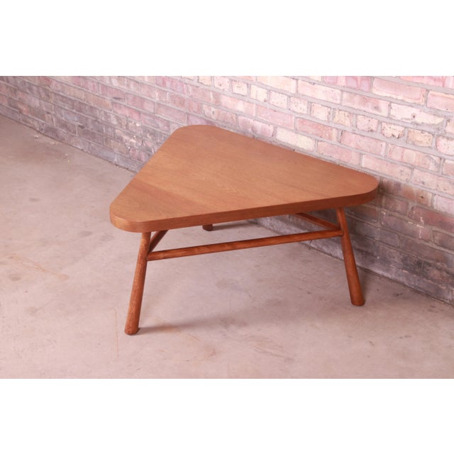 Widdicomb Robsjohn-Gibbings for Widdicomb Walnut Triangular Coffee Table, Newly Refinished For Sale - Image 4 of 12