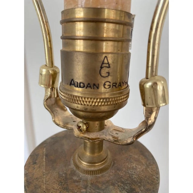 Farmhouse Pair Aidan Gray Lamps With Original Print Shades For Sale - Image 3 of 8