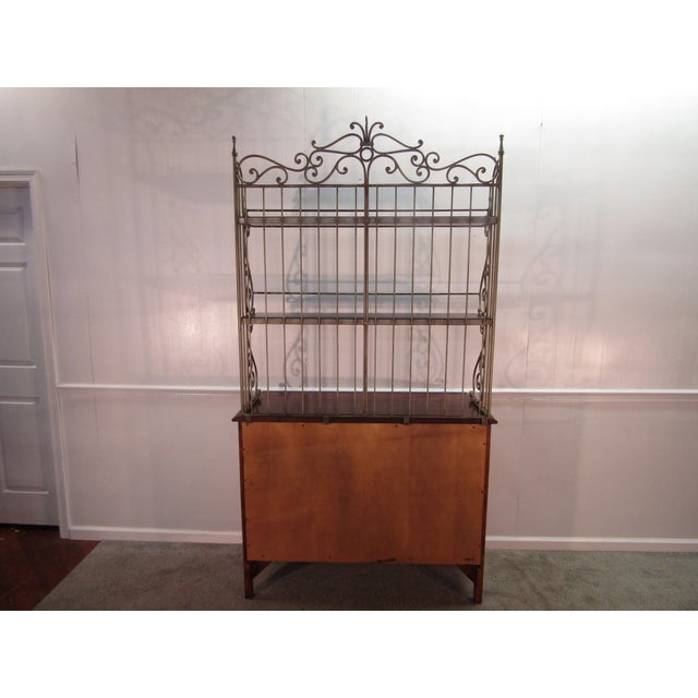 1990s Hickory Chair Solid Cherry Sideboard With Wrought Iron Top For Sale - Image 9 of 9