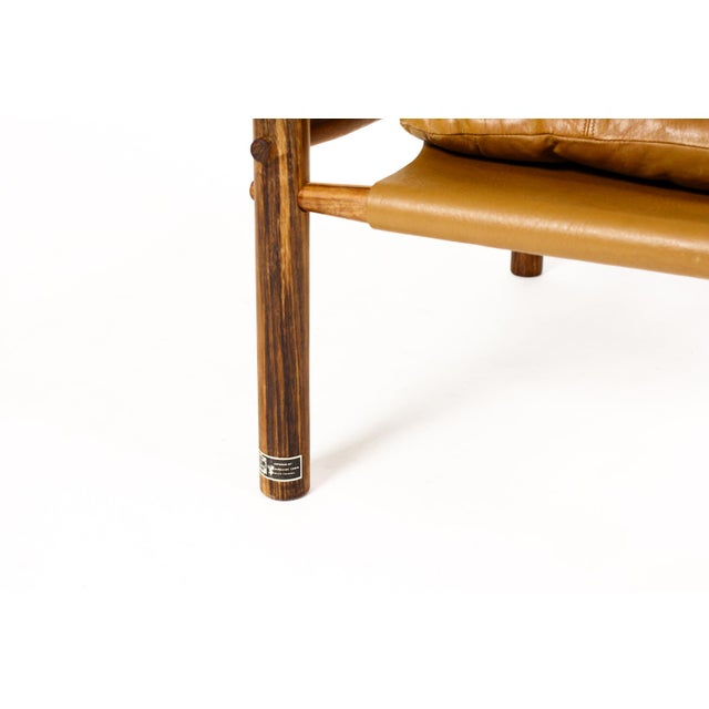 1960s Danish Modern Mid Century Rosewood Sirocco Lounge Chair – Arne Norell — Tan Leather Sling For Sale - Image 11 of 11
