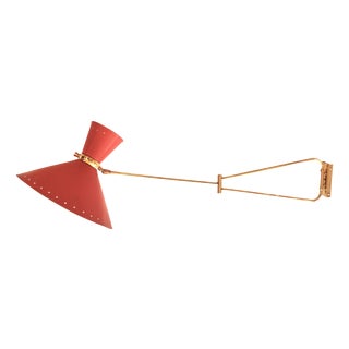 French Swing Arm Wall Light by Rene Mathieu for Lunel, 1950s For Sale