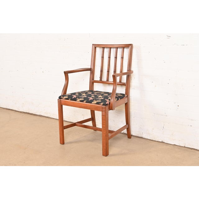 Henredon Style Regency Carved Mahogany Faux Bamboo Dining Chairs, Set of Four For Sale In South Bend - Image 6 of 13