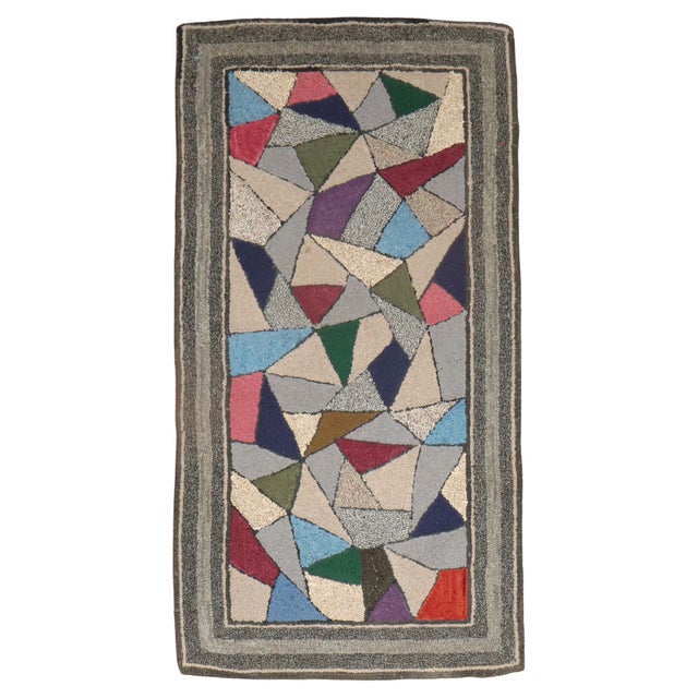American Stained Glass Hooked Throw Rug For Sale - Image 9 of 18