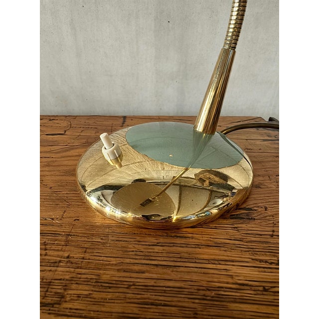 1950s modern ufo style gooseneck table lamp by german lighting company hannoversche lampenfabrik or hala for short....