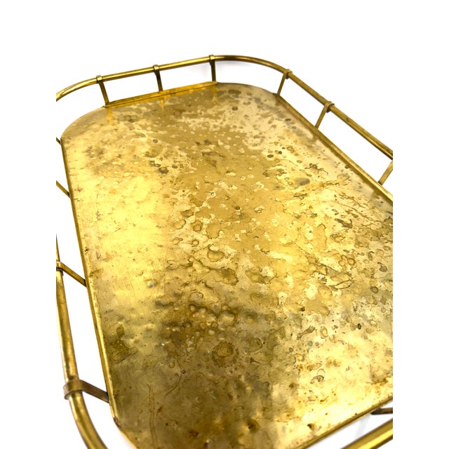 Vintage Colony Metals Brass Gallery Tray, Mid-Century Modern Serving Tray With Patina For Sale - Image 10 of 14
