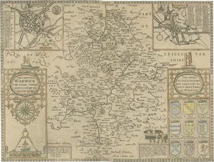 Antique Map of Warwickshire by Speed, 1614