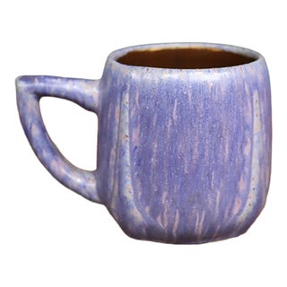 Early 20th Century Attributed Van Briggle Art Pottery Matte Glaze Mug, Blue-Purple For Sale
