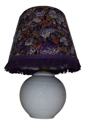 Mid-Century German Table Lamp with Porcelain Base from Alboth & Kaiser and Fabric Shade from Lamplove, 1950s