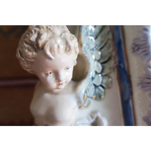 Majolica Mirror with Candelabra from Hugo Lonitz, 1900s For Sale - Image 9 of 10