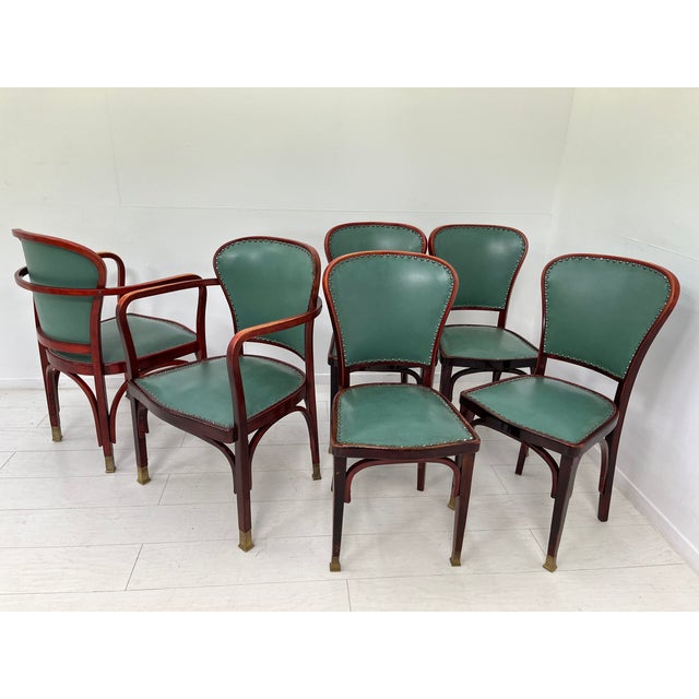 Vienna Secession Chairs and Armchairs by Gustav Siegel for Jacob & Josef Kohn, 1890s, Set of 6 For Sale - Image 3 of 18
