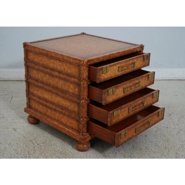English Maitland Smith Leather Luggage Chest Chiffonier For Sale - Image 3 of 12
