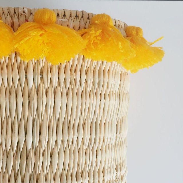 Moroccan Moroccan Yellow Tassel Large Basket For Sale - Image 3 of 5