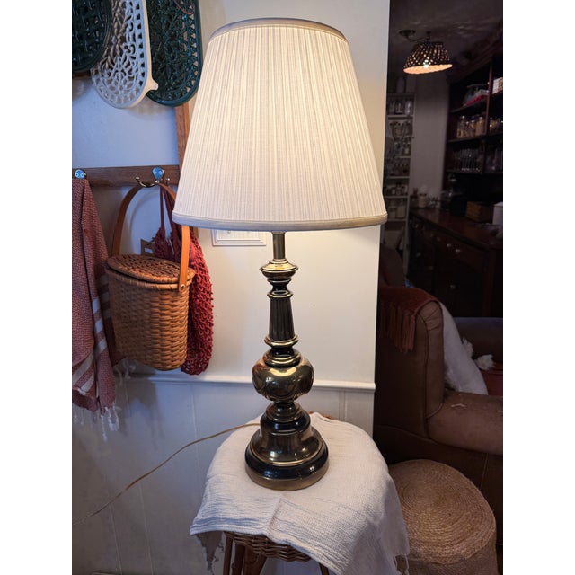 Mid 20th Century Mid 20th Century Hollywood Regency Style Brass-Colored Lamp For Sale - Image 5 of 6