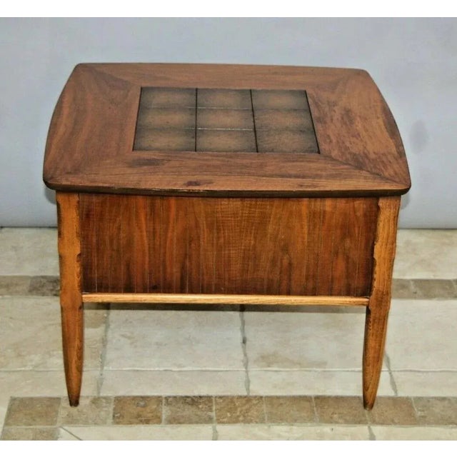 1960s Mid Century Vintage Lane Alta Vista Two Drawer Walnut Table With Center Insert For Sale In Palm Springs - Image 6 of 10