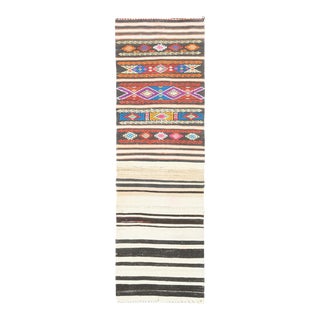 Vintage Turkish Oushak Handmade Wool Cotton Beige Runner Rug For Sale
