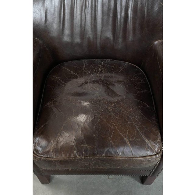Animal Skin Dark Brown Armchair in Cowhide with a Reversible Kelim Seat Cushion For Sale - Image 7 of 17