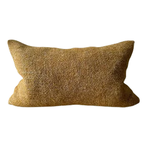 Custom Linen and Wool Lumbar Pillow in Ginger With Down Feather Insert