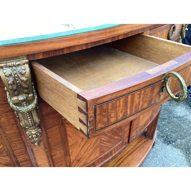 Louis XVI-style French Satinwood Sideboard W/ Oval Mirror For Sale - Image 4 of 9