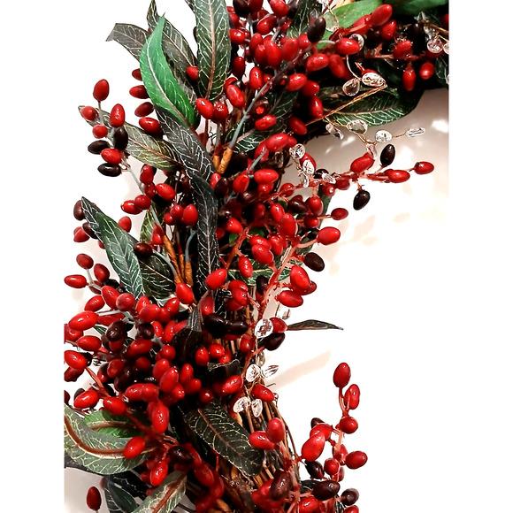 Winter Berries Door Wreath Realistic Red Cardinal‎ Egg Nest Holiday Ice Crystals For Sale - Image 15 of 15