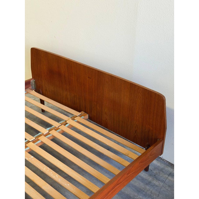 Vintage Danish Teak Full Size Bed Frame – Mid-Century Modern Scandinavian Platform Bed 1960s For Sale - Image 9 of 10