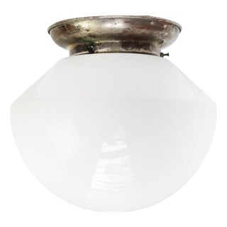 Belgian White Opaline Glass Ceiling Lamp, 1920s For Sale