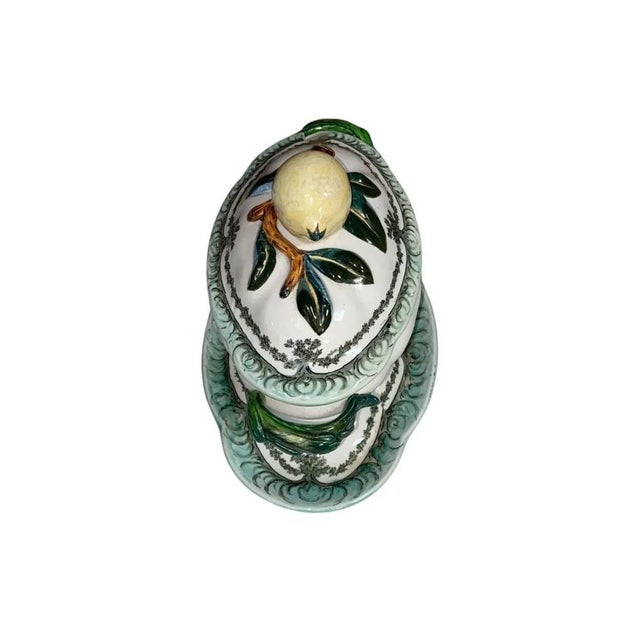 French French Faience Sunflower Tureen Creil Et Montereau, Circa 1890 For Sale - Image 3 of 10