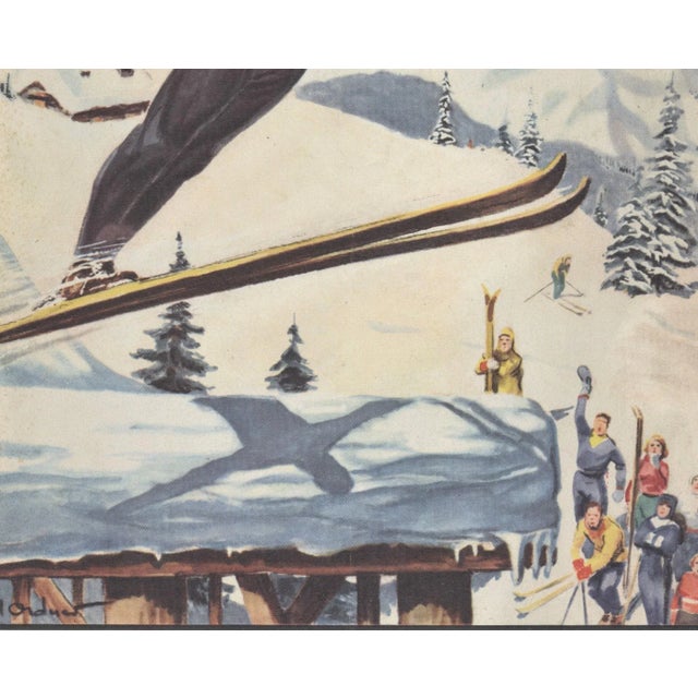 French 1961 Mid-Century French Ski Sport Print For Sale - Image 3 of 3