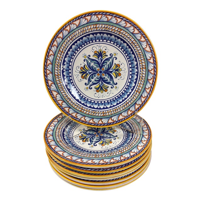 1910s Mediterranean William Sonoma Mediterranean Salad Plates - Set of 8 For Sale