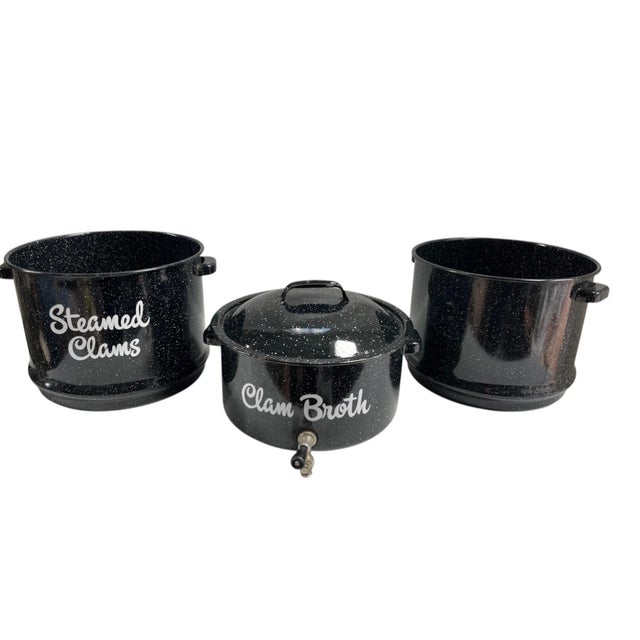 Metal Mid-Century Enamelware Multi-Pot Steamer for Clambake and Lobsters For Sale - Image 7 of 7