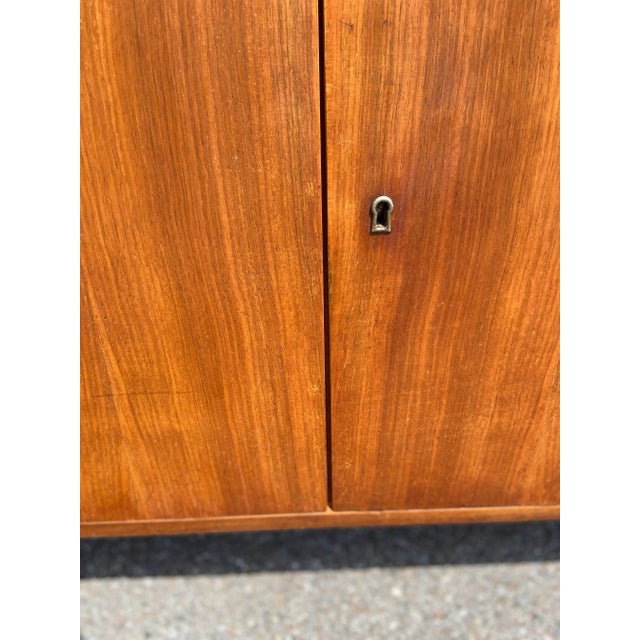 Wood Vintage Danish Teak Bookcase or Dry Bar with Lock + Key For Sale - Image 7 of 12
