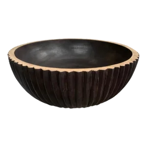 Solid Mango Wood Bowl With Burnt Finish