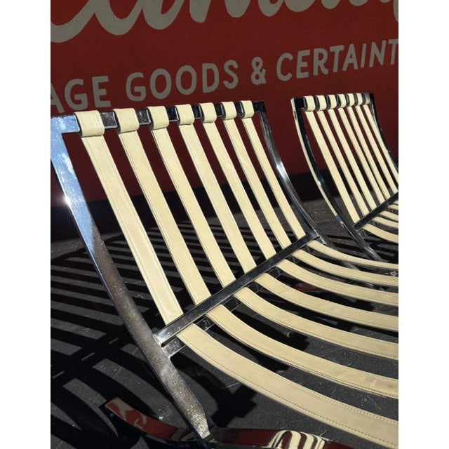 Mid 20th Century Reupholstered Mid Century Barcelona Style Chair Pair For Sale - Image 5 of 16