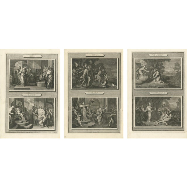 Mortier, Dutch Baroque Life of Christ, Engravings, 1700, Framed, Set of 3 For Sale