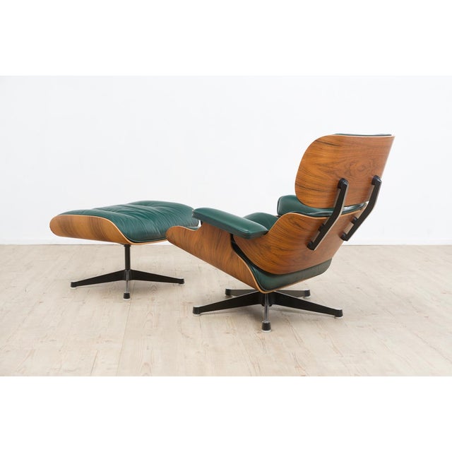 Set of Vintage Lounge Chair with Ottoman in Avocado Green by Charles and Ray Eames for Herman Miller, 1970s For Sale - Image 6 of 18