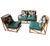 Wonderful barkcloth original fabric, with green seats, this 4 piece set can be configured in any way you like… a two...