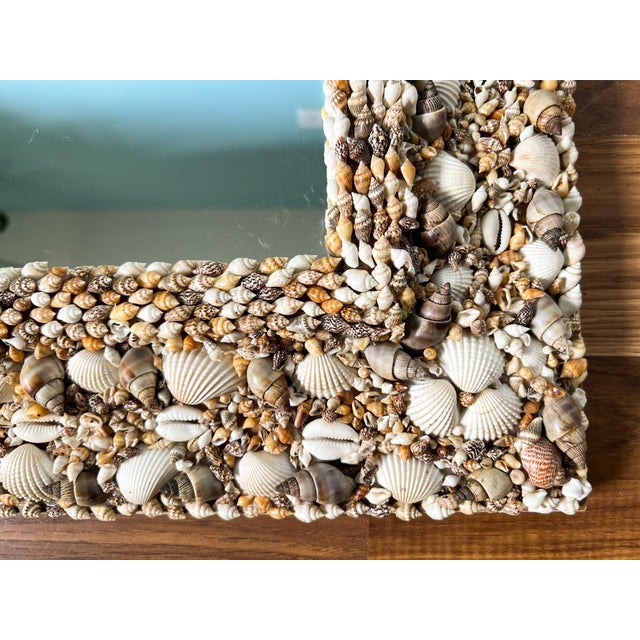 Oversized Vintage Shell-Encrusted Wall Mirror – Coastal / Nautical / Boho Beach House Style For Sale - Image 11 of 11