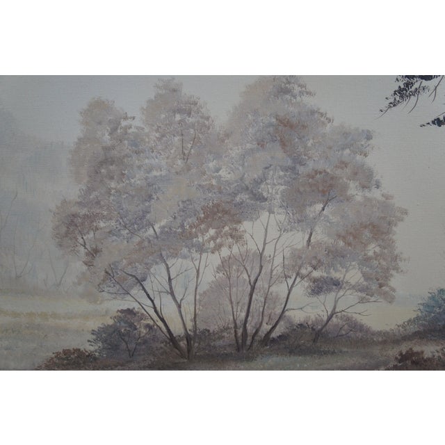 Camel Vintage Realist Woodland Oil Landscape Painting Signed and Framed For Sale - Image 8 of 13