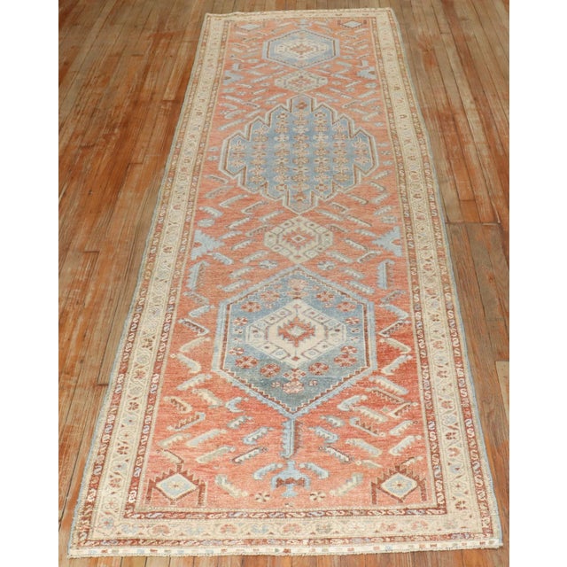 Brick Red Early 20th Century Tribal Persian Malayer Runner - 3'5" x 10'4" For Sale - Image 8 of 9