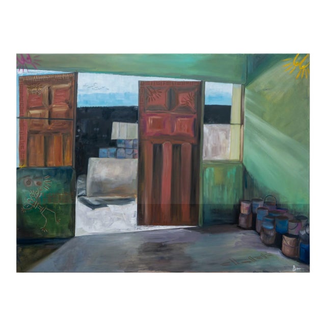 First Lunch, Oil and Pastel on Canvas, Seromo Okoro (2025) For Sale
