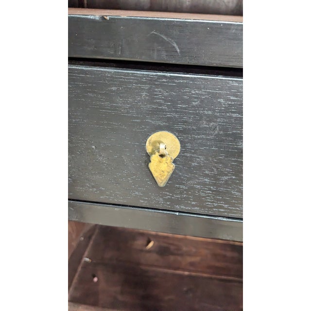 Antique Chinese Qing Dynasty Black Lacquer Elm Wedding Cabinet Armoire Wardrobe For Sale - Image 12 of 15