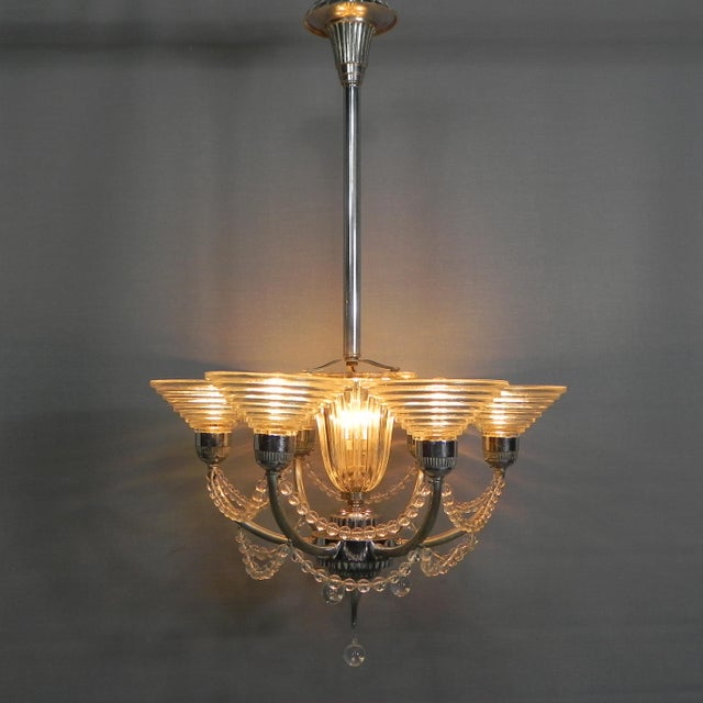 Art Deco Hanging Lamp by G. Leleu, 1930s For Sale - Image 11 of 18