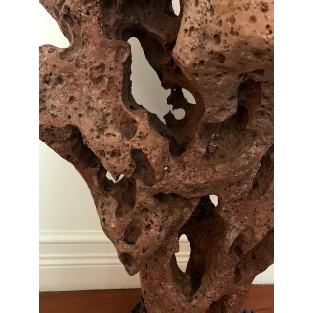 Large Chinese Scholar Stone Rare Red Taihu Rock on Display Stand For Sale In Atlanta - Image 6 of 15