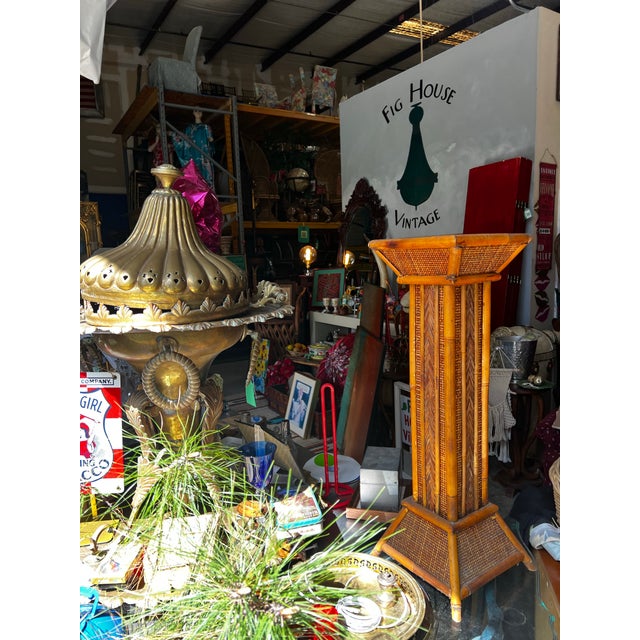 Boho Chic 1970s Pair of Bamboo Plant Stand Pillars For Sale - Image 3 of 12