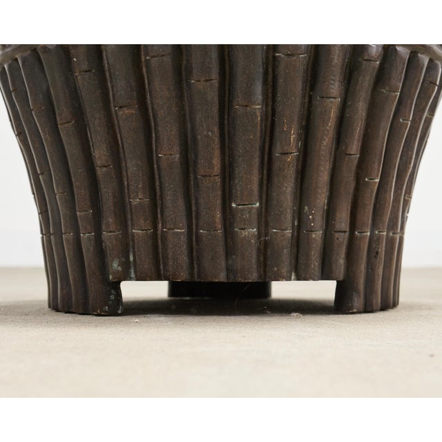 Set of Three Bronzed Faux-Bamboo Jardinières or Planters For Sale - Image 12 of 17
