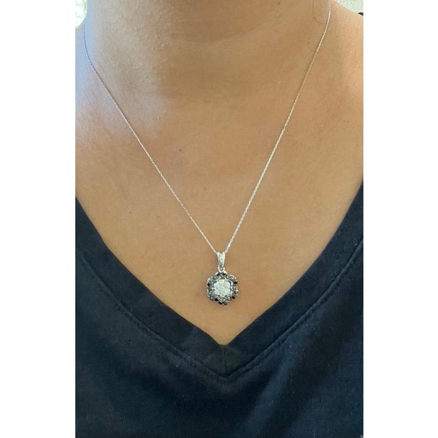 0.96 Carat Black Diamond White Diamond White Gold Chain Necklace For Sale - Image 4 of 4